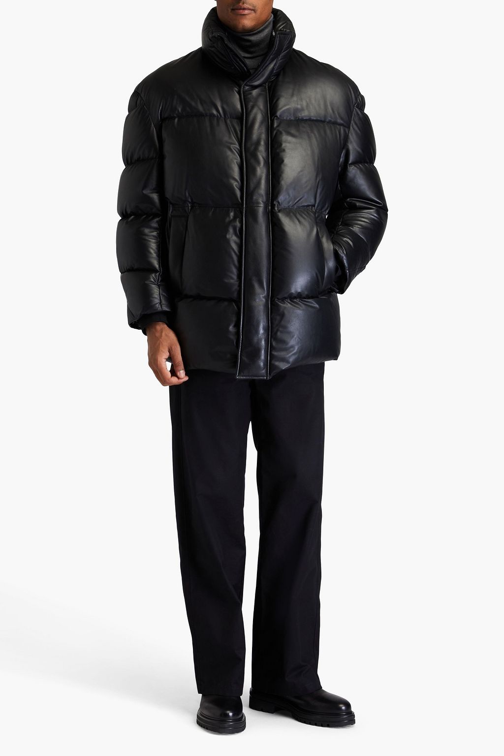 EMPORIO ARMANI Quilted leather down jacket