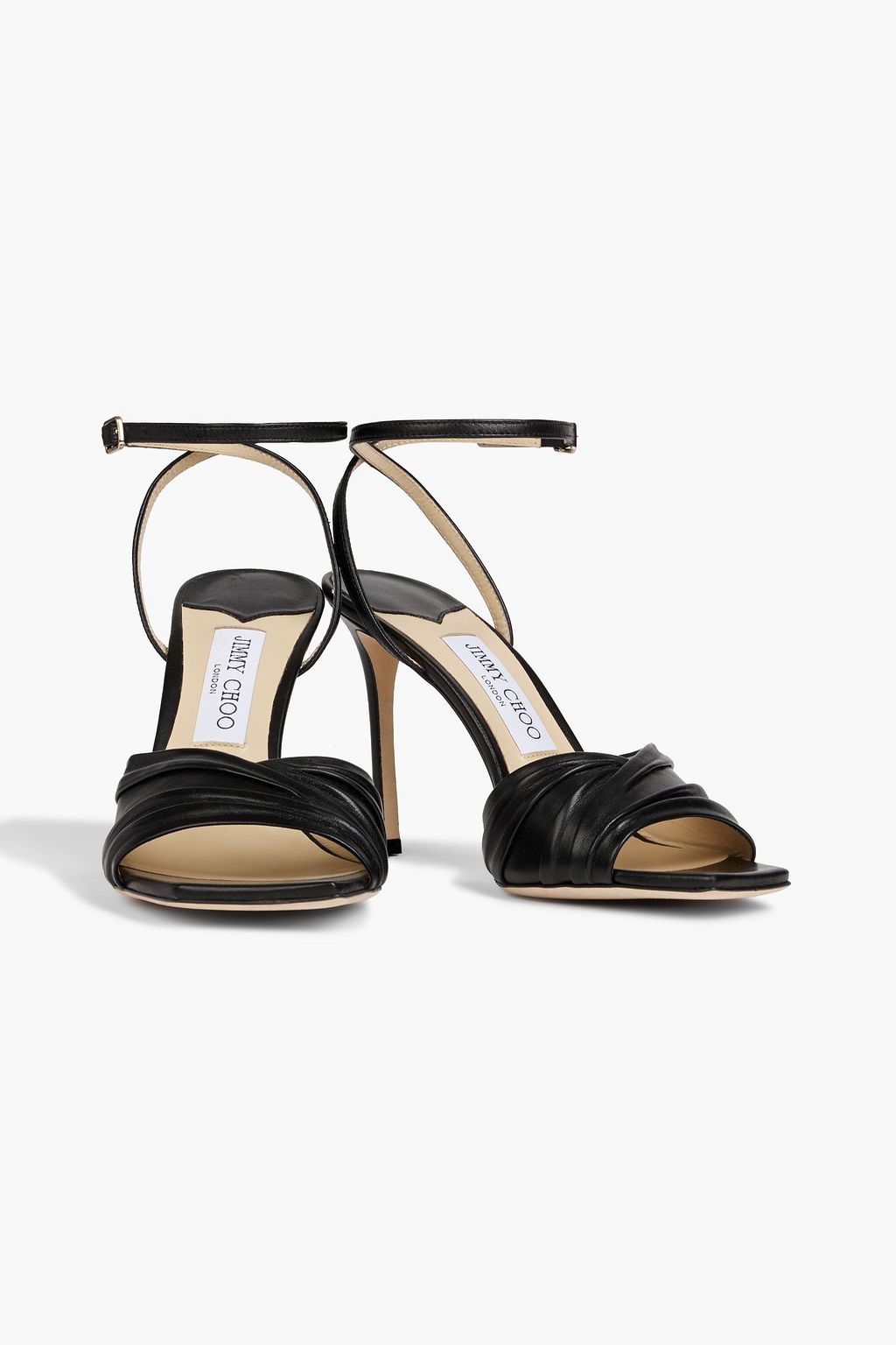 JIMMY CHOO Basil 95 ruched leather sandals | THE OUTNET