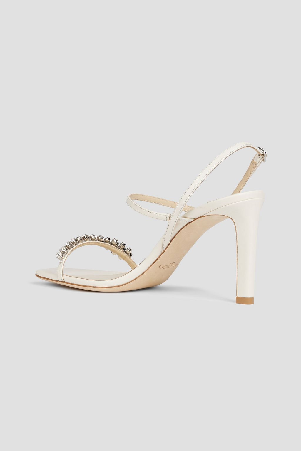 JIMMY CHOO Meira 85 crystal-embellished leather slingback sandals