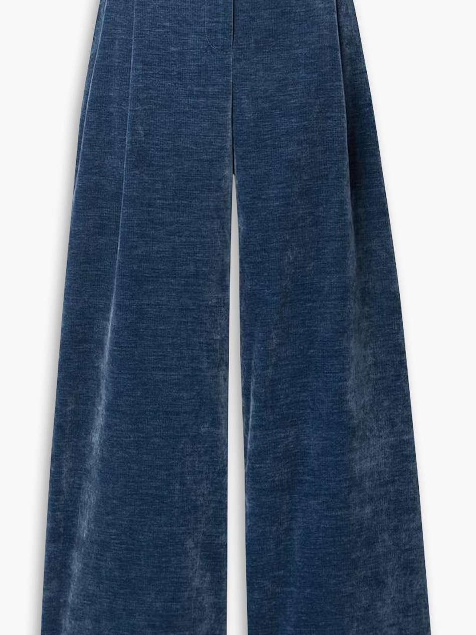 pleated chenille wide-leg pants