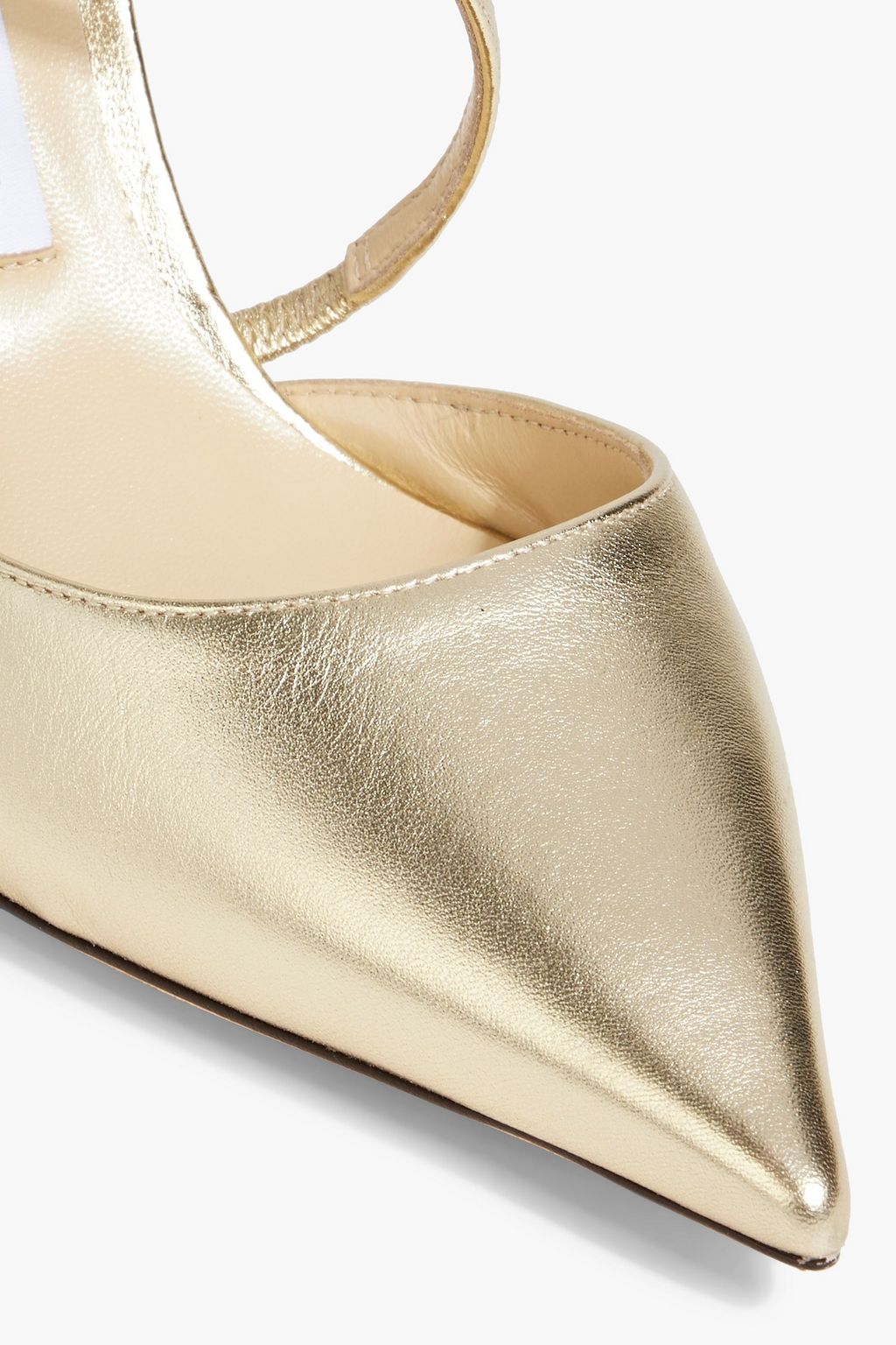 JIMMY CHOO Kilia 85 bow-detailed metallic leather mules