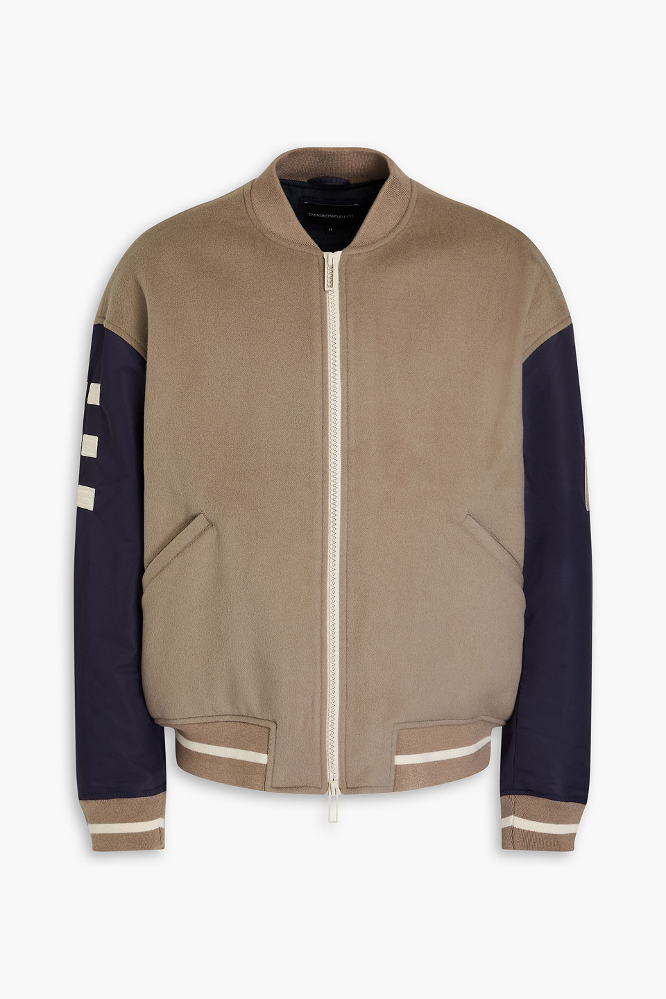Emporio Armani - Wool-felt and shell bomber jacket - Neutral - IT 48