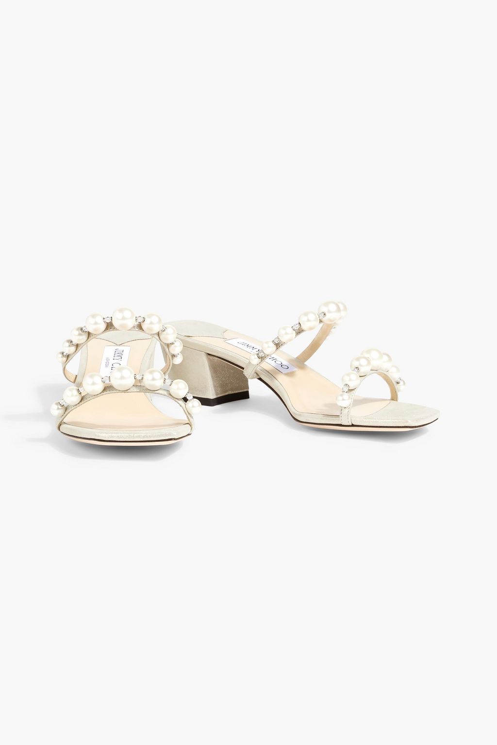 JIMMY CHOO Amara 45 embellished metallic suede mules