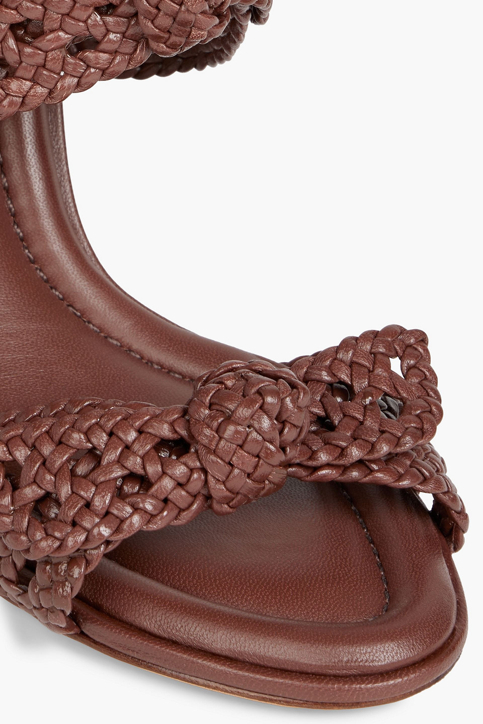 Alexandre Birman Clarita 90 Braided Knotted Leather Sandals In Brown