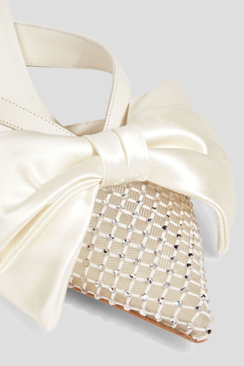JIMMY CHOO Flaca Mule 50 bow-detailed satin and mesh mules
