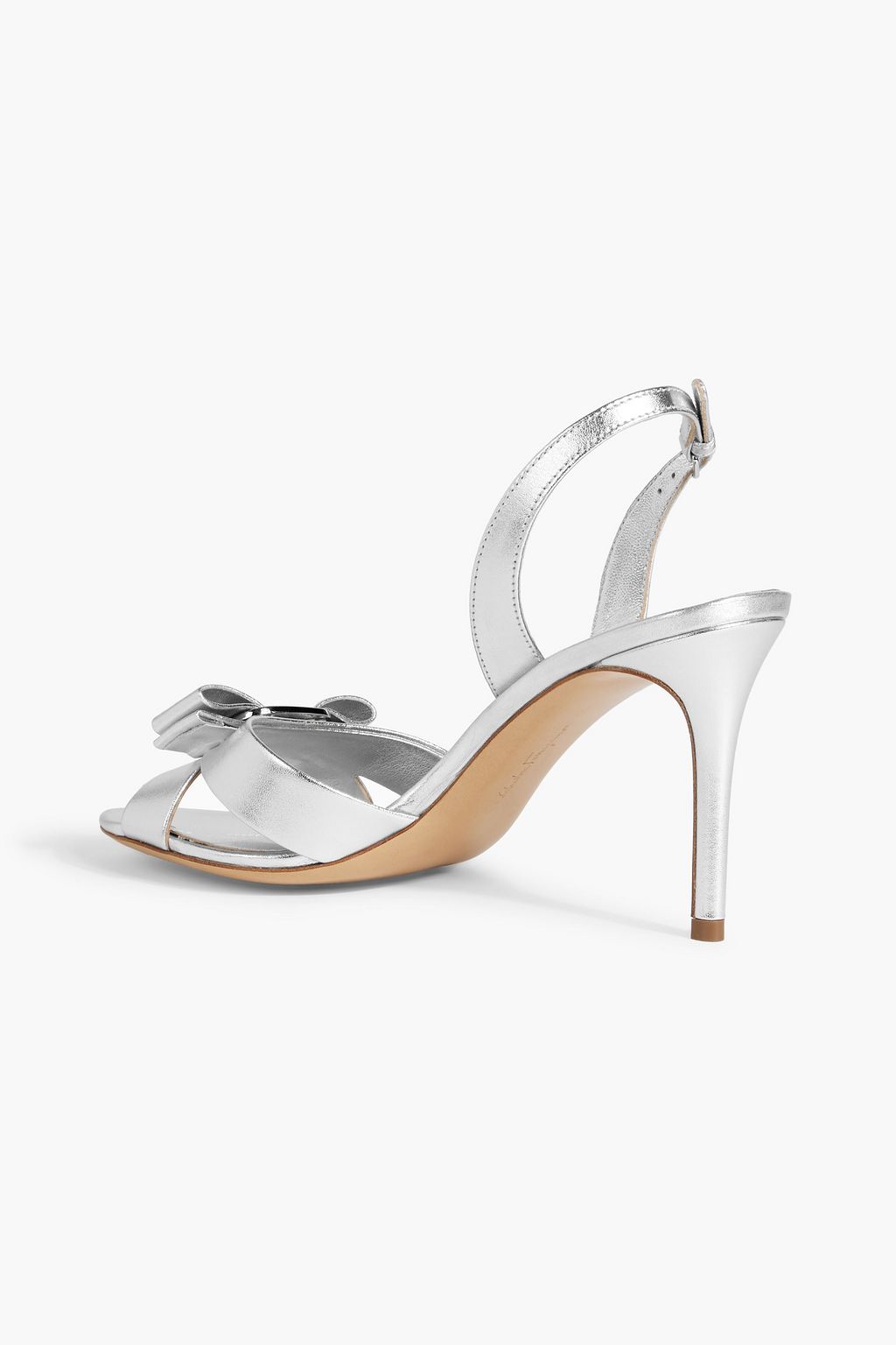 FERRAGAMO Lida 85 bow-detailed metallic leather sandals