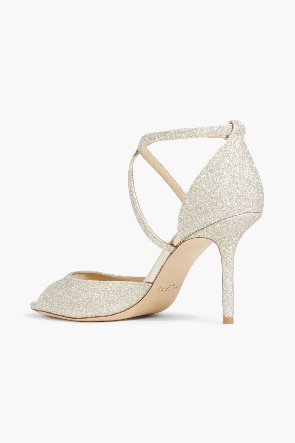 JIMMY CHOO Emsy 85 glittered satin sandals