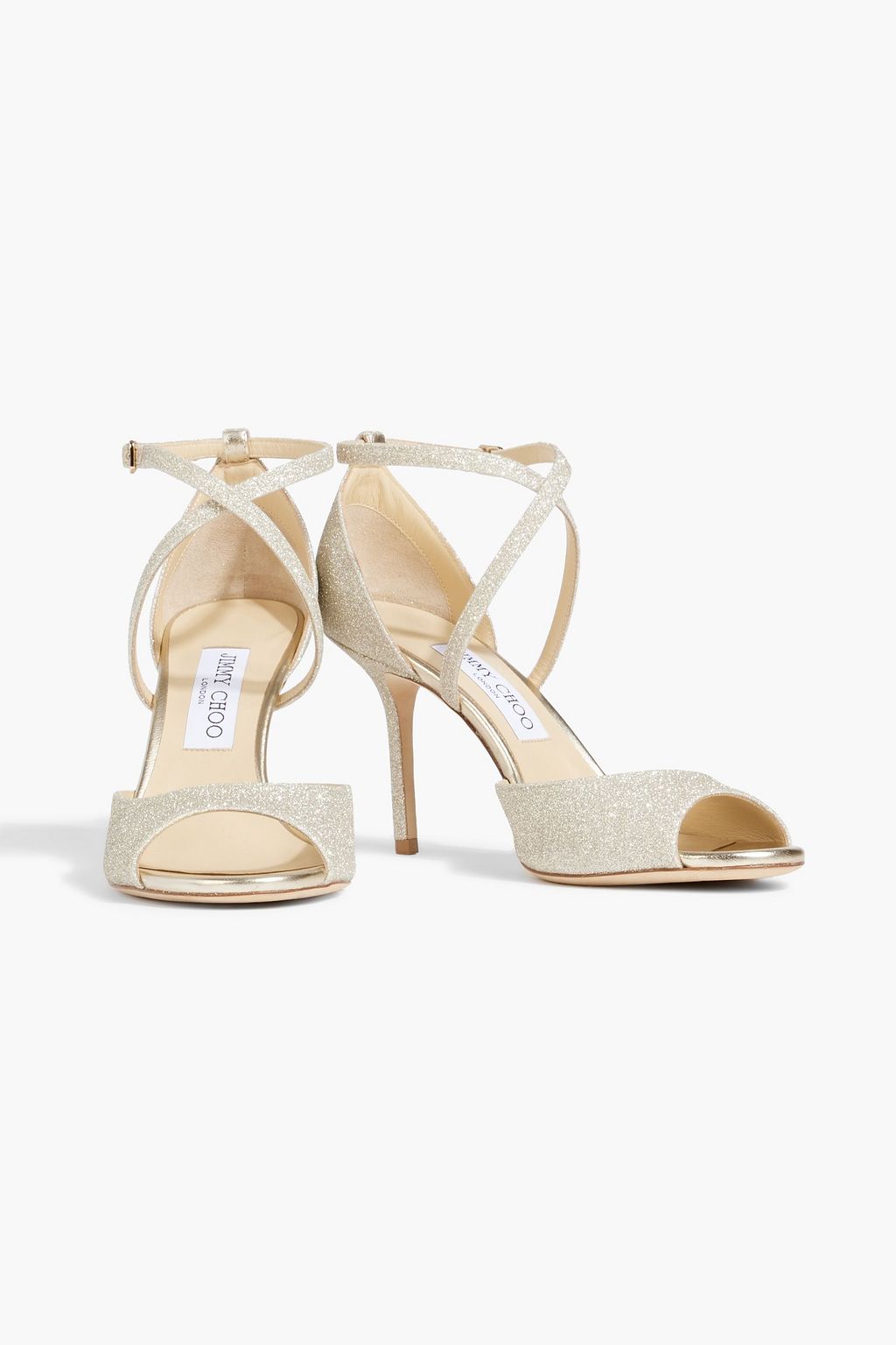 JIMMY CHOO Emsy 85 glittered satin sandals