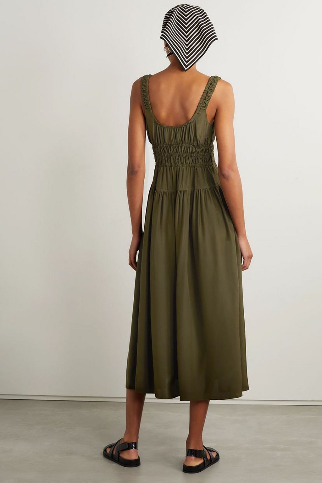 LA LIGNE Shirred silk midi dress
