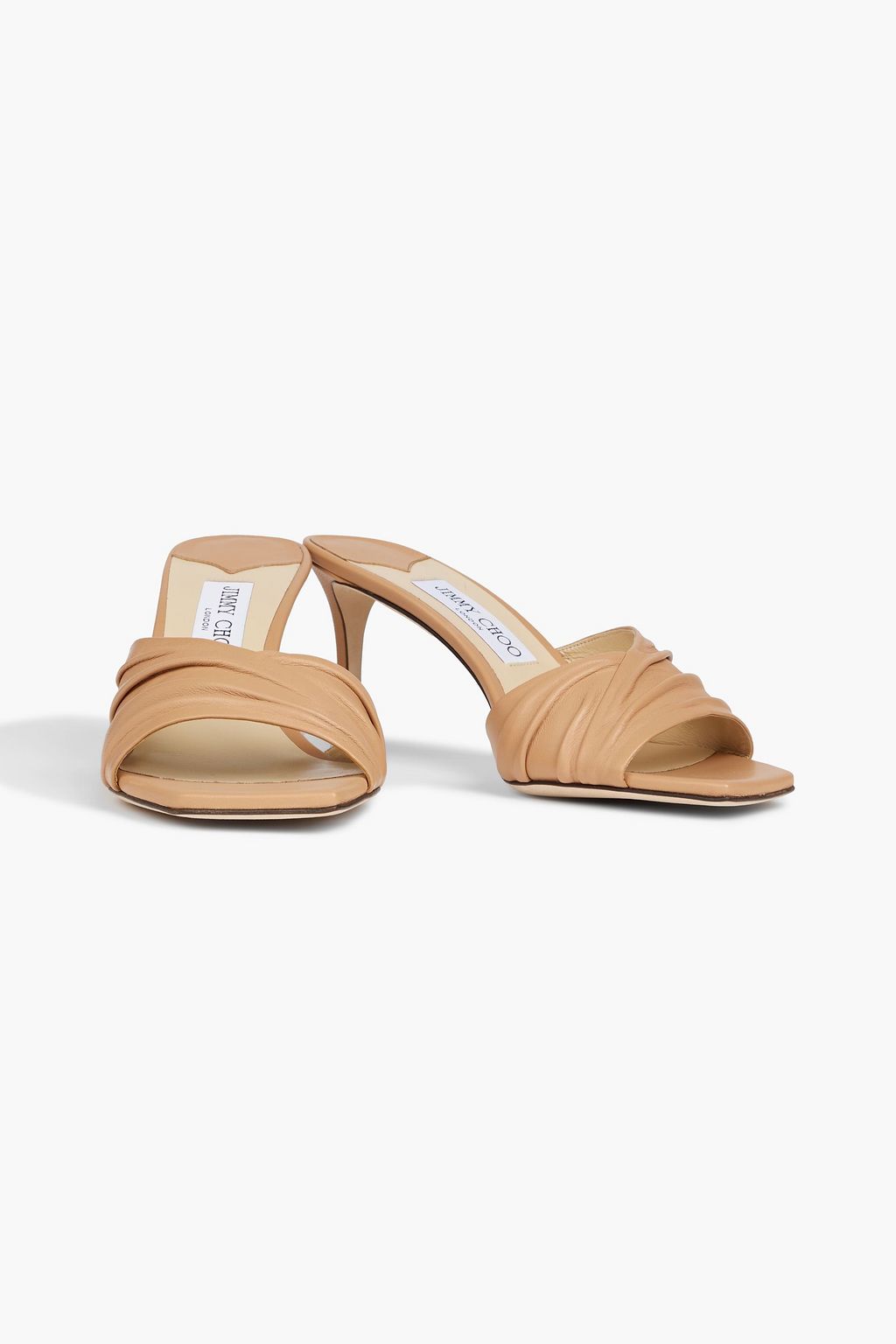 JIMMY CHOO Basil 75 ruched leather mules