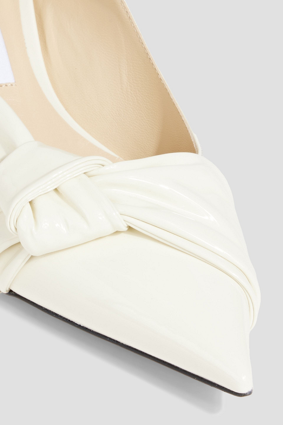 Jimmy Choo Elinoe 45 Bow-detailed Patent-leather Pumps In Ivory