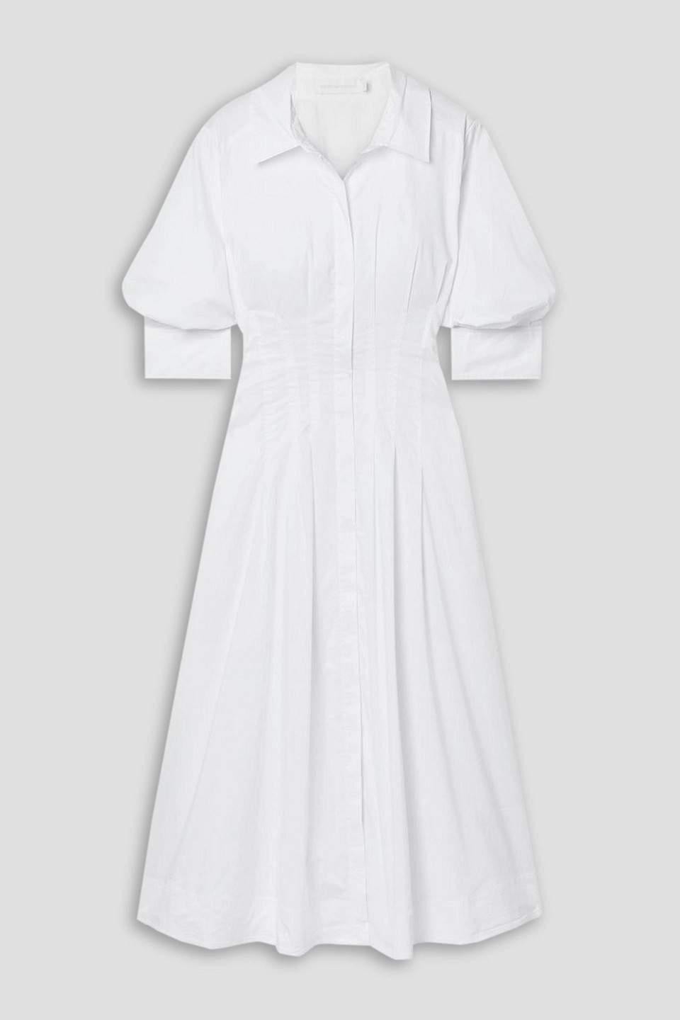 Simkhai Jazz Pleated Cotton-blend Poplin Midi Shirt Dress In White