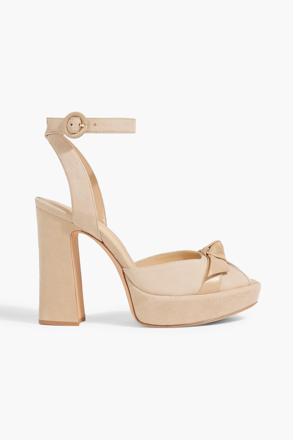 Alexandre Birman Peppita 120 Bow-detailed Suede Platform Sandals In Beige