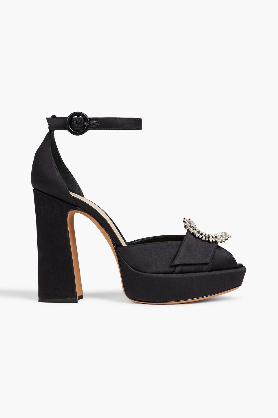 Madelina 120 crystal-embellished satin platform sandals