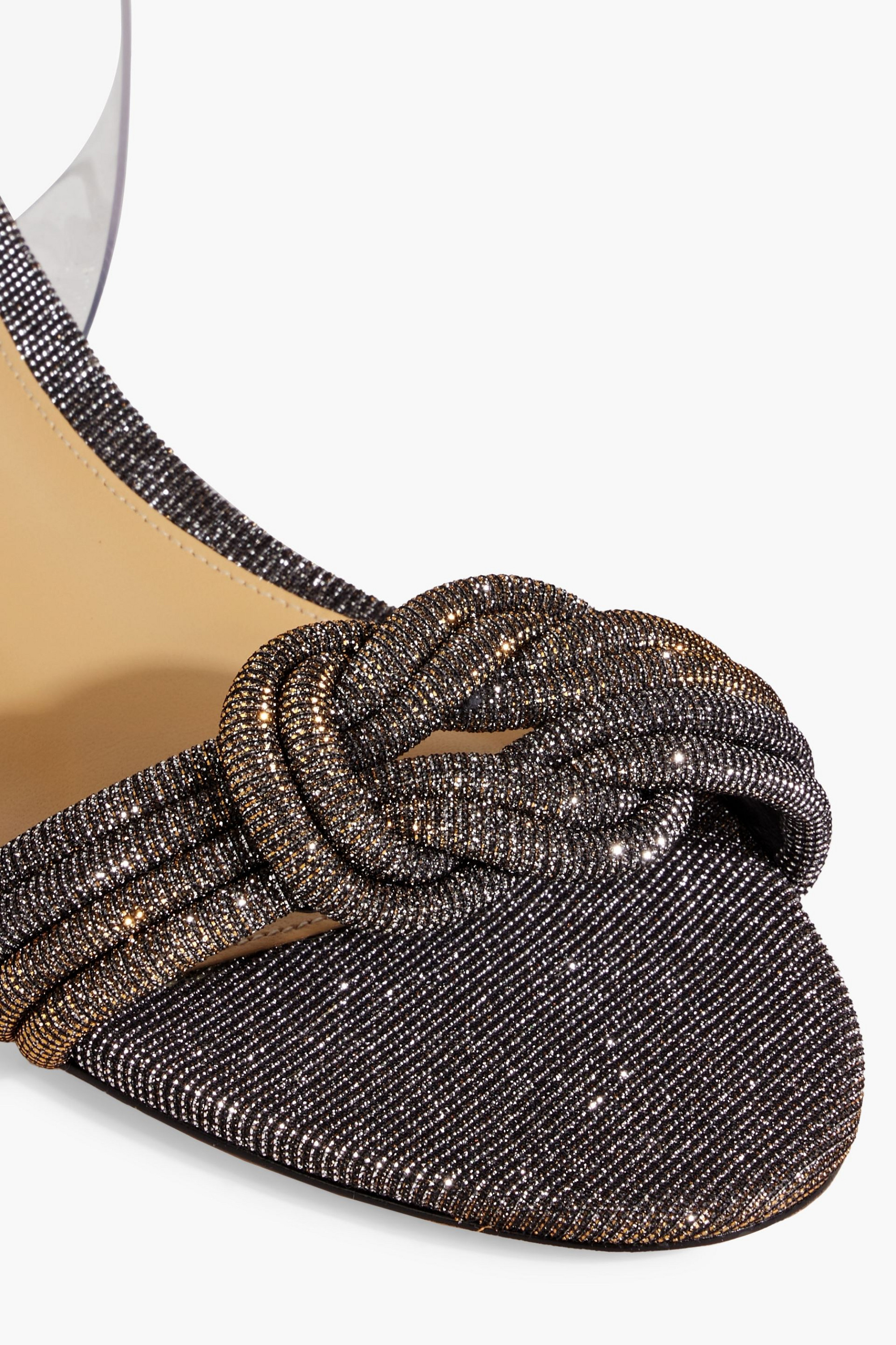 Alexandre Birman Vicky knotted lamé sandals thumbnail