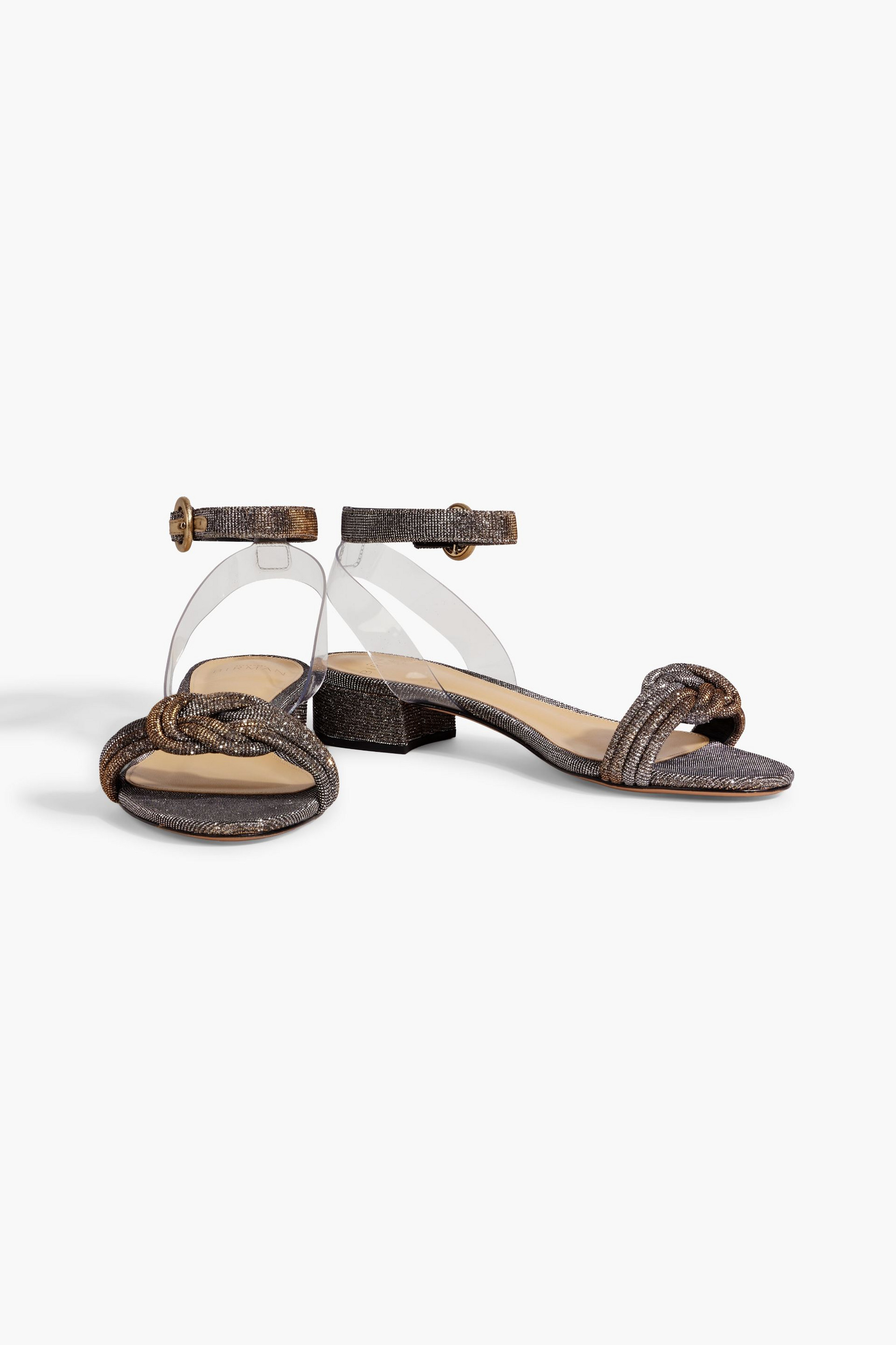 Alexandre Birman Vicky knotted lamé sandals thumbnail