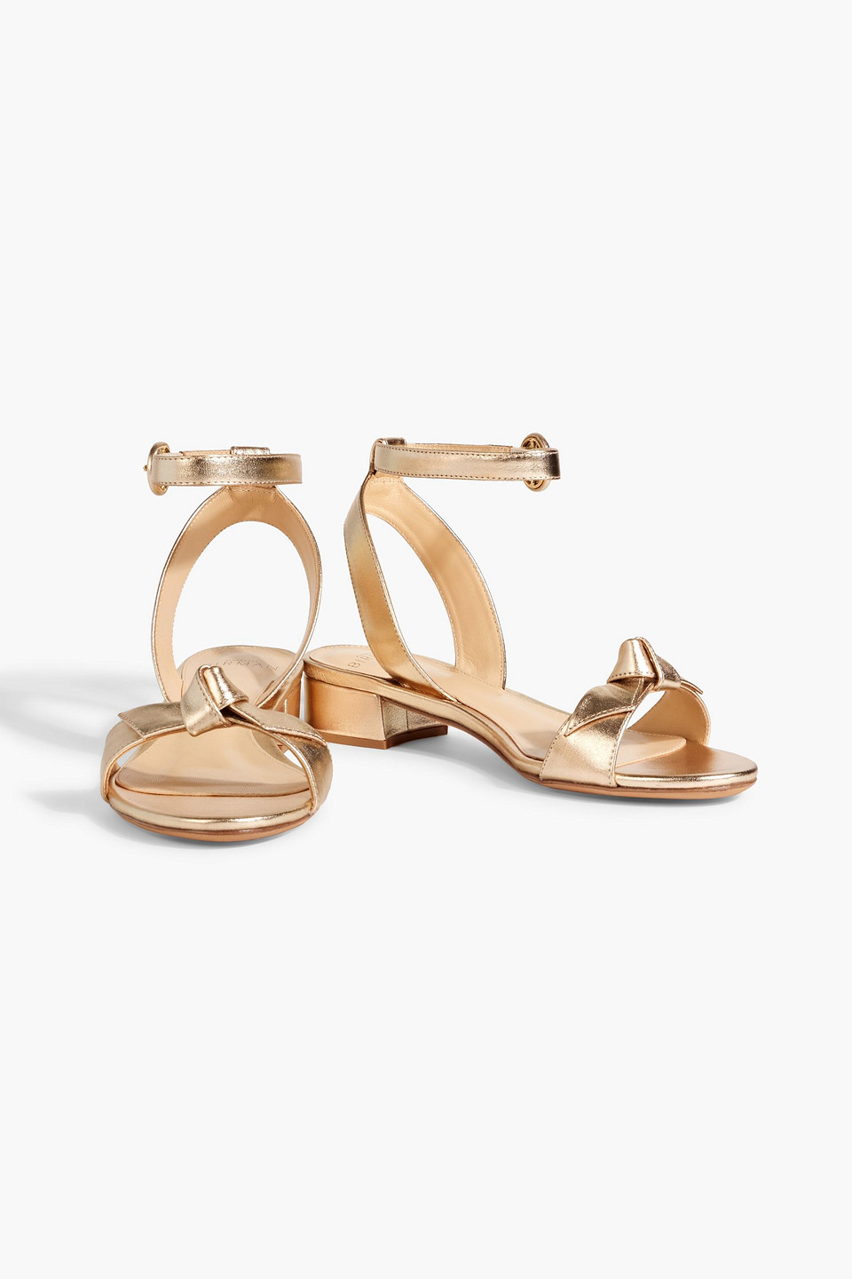 Alexandre Birman Clarita 30 Knotted Metallic Leather Sandals In Gold