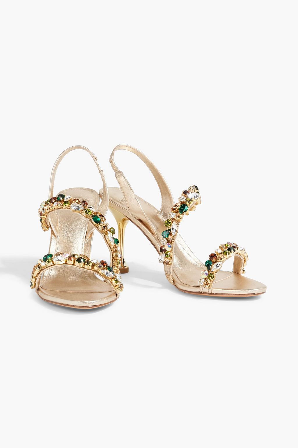ALEXANDRE BIRMAN Betina Crystal 85 crystal-embellished metallic leather slingback sandals