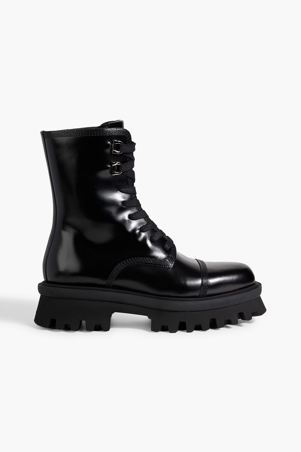 FERRAGAMO KIRA LEATHER COMBAT BOOTS