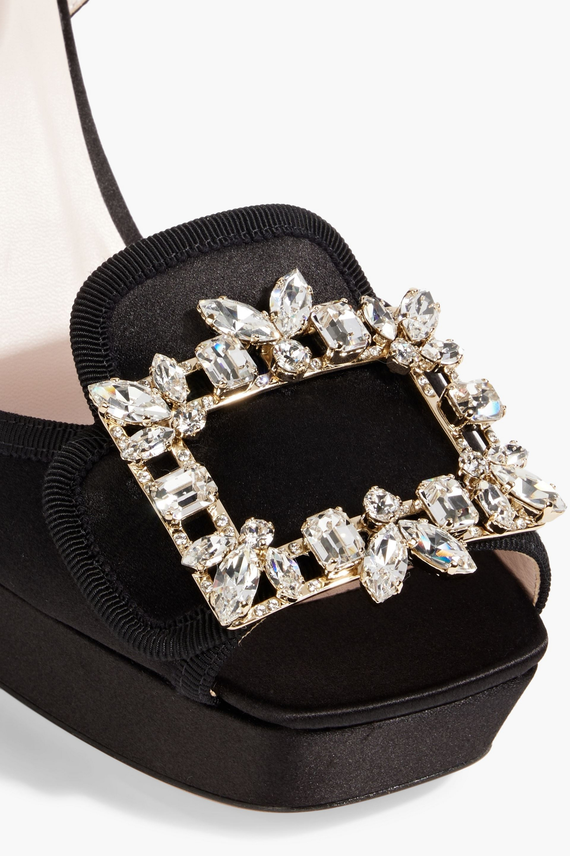 ROGER VIVIER RV Broche crystal-embellished satin platform sandals