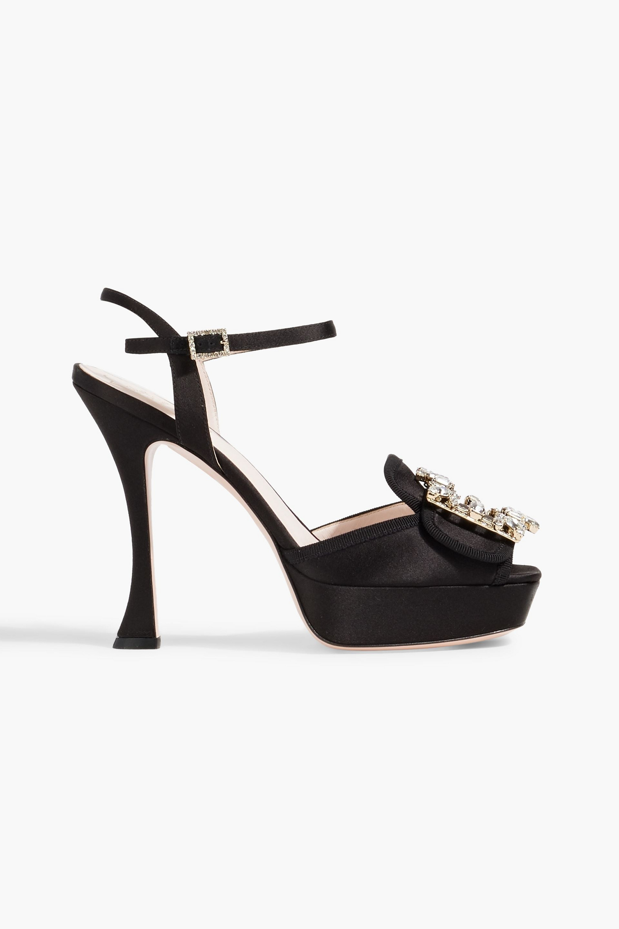 ROGER VIVIER RV Broche crystal-embellished satin platform sandals