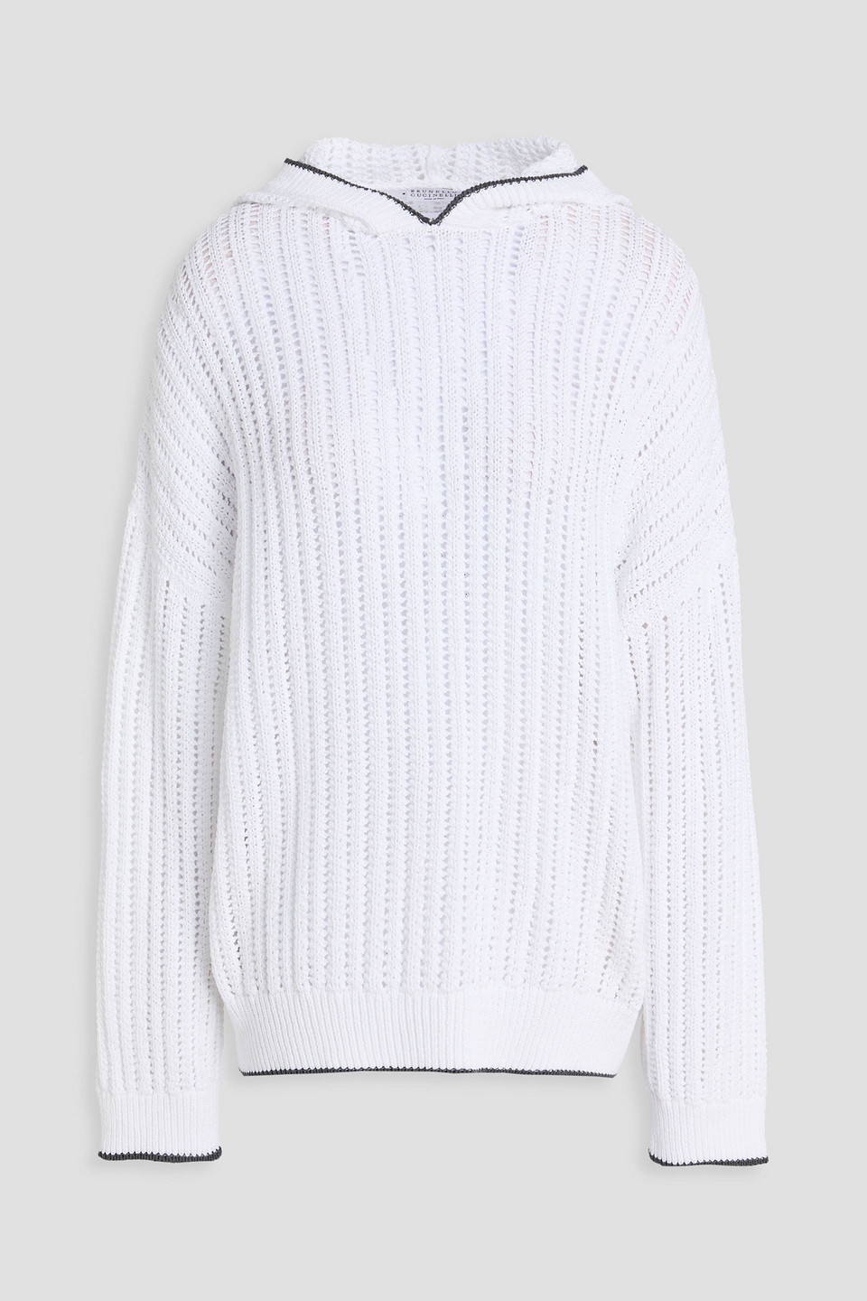 Brunello Cucinelli Open-knit Cotton Hoodie In White