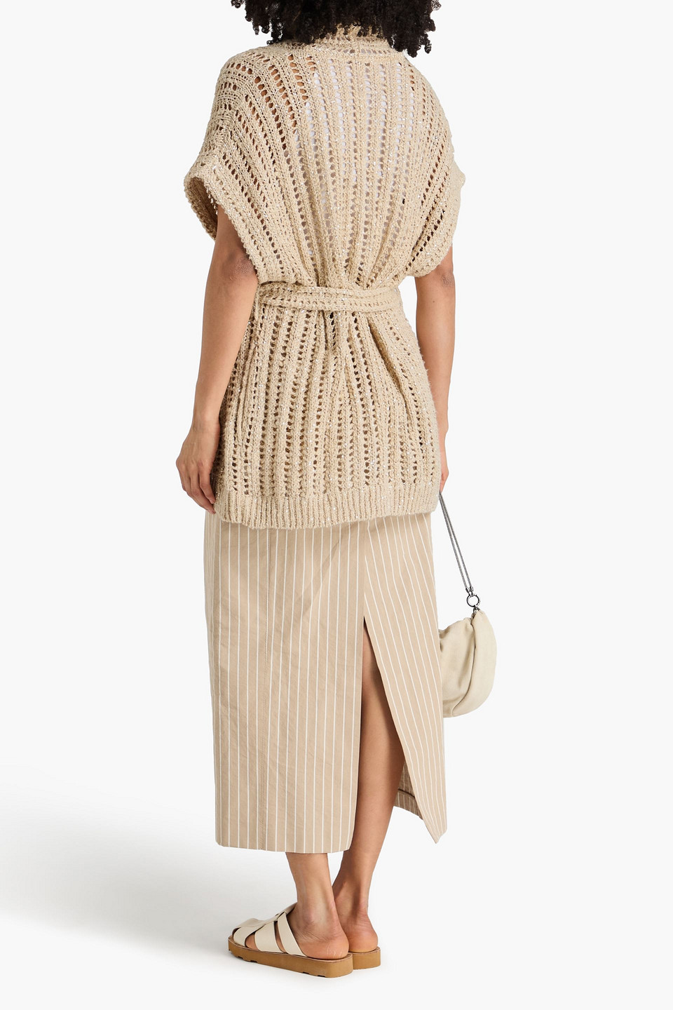  Brunello Cucinelli - Lochstrick-cardigan Mit Pailletten - Neutral - S 