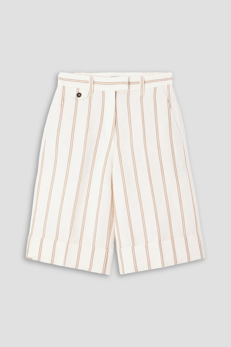 brunello cucinelli - pinstriped linen and cotton-blend shorts - white - it 40