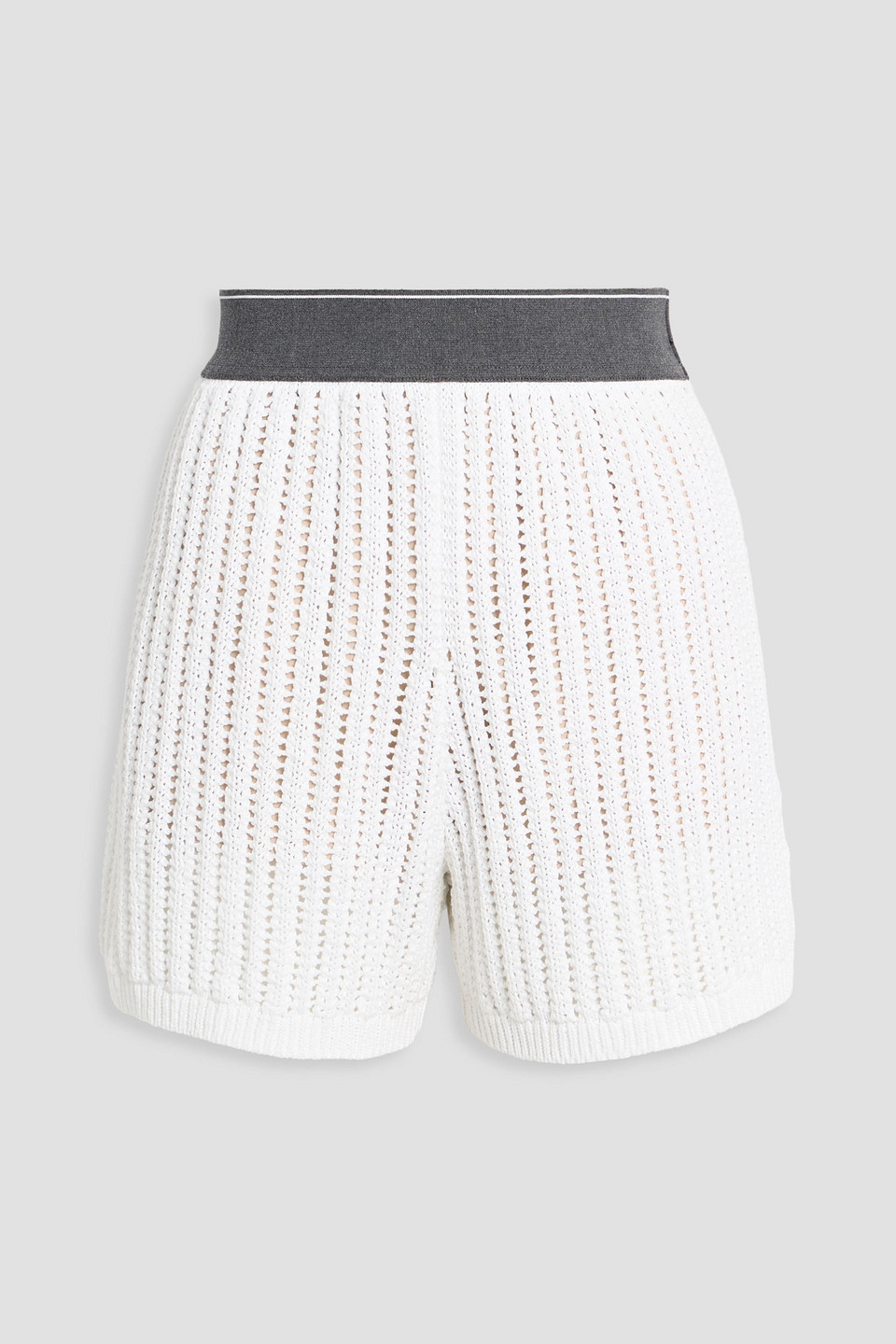 brunello cucinelli - open-knit cotton shorts - white - xs