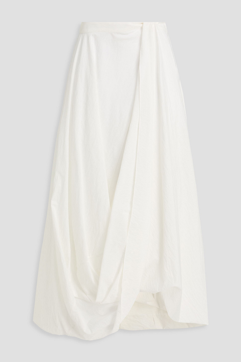 Brunello Cucinelli Draped Cotton-blend Poplin Maxi Skirt In White