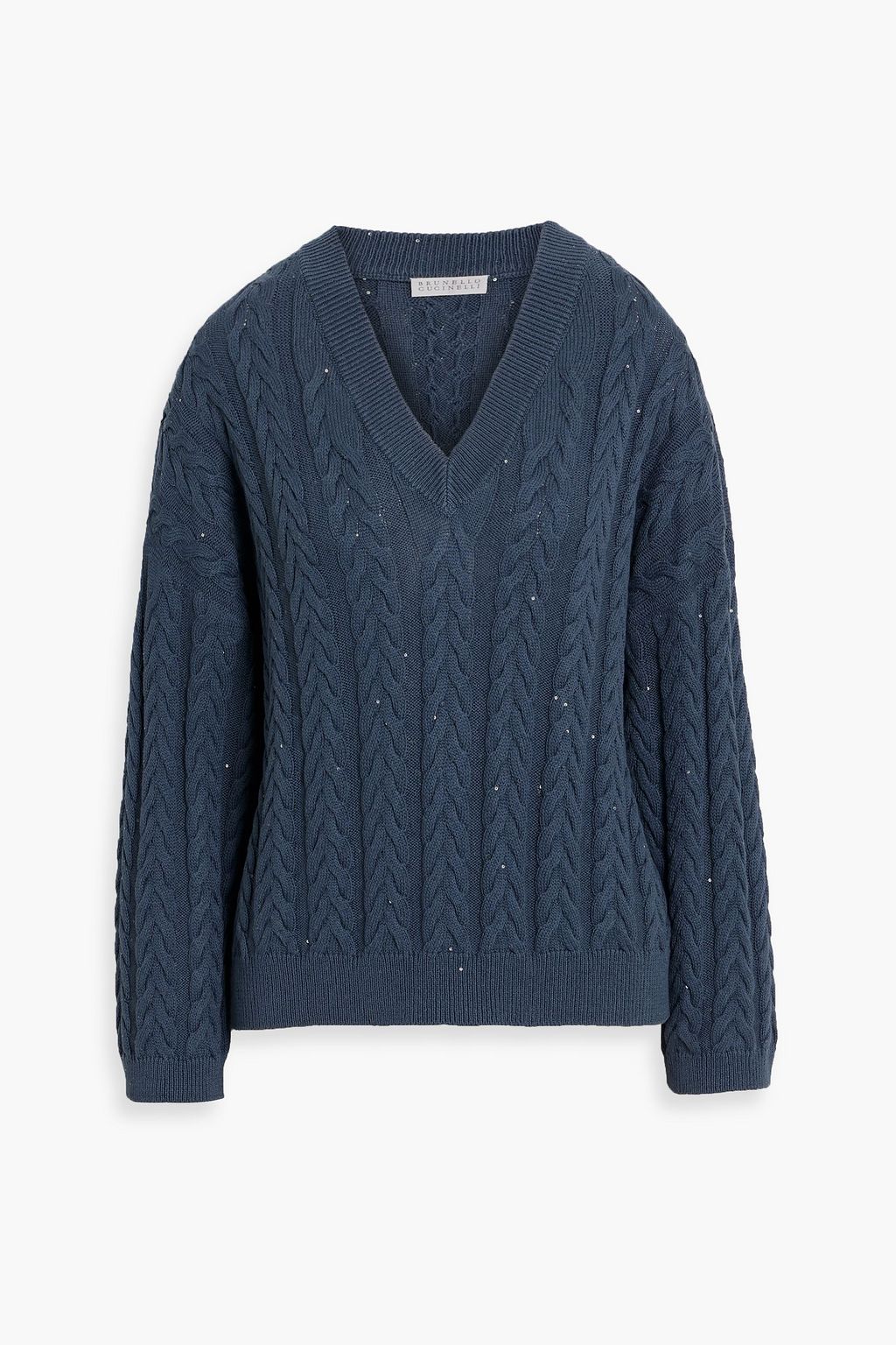 BRUNELLO CUCINELLI Embellished cashmere and silk-blend sweater BRUNELLO CUCINELLI Embellished cashmere and silk-blend sweater