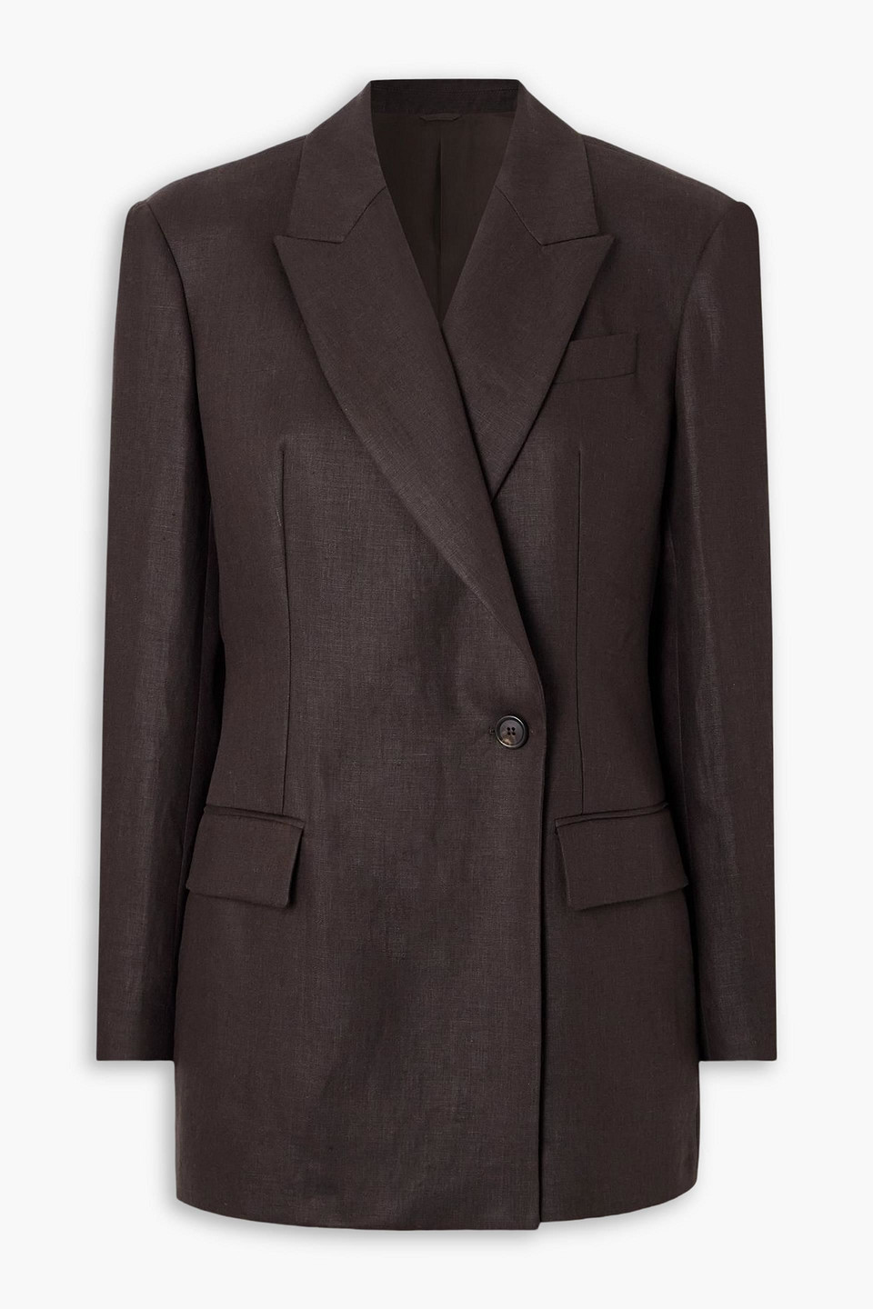 brunello cucinelli - double-breasted linen blazer - brown - it 40