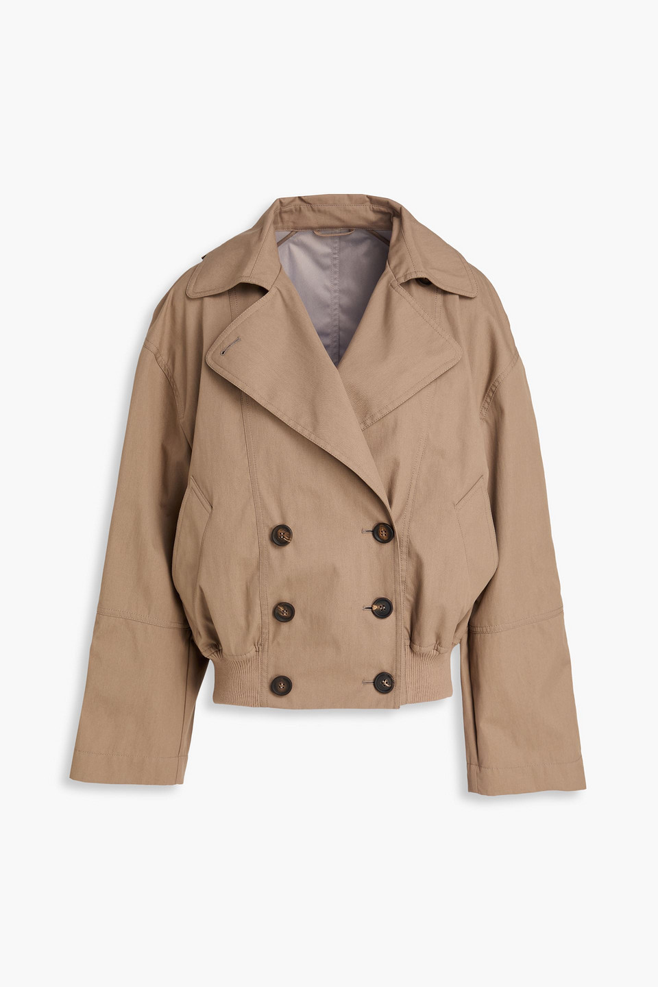 Brunello Cucinelli Double-breasted Cotton-blend Jacket In Brown