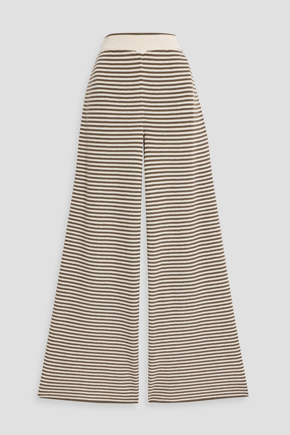 Brunello Cucinelli Striped Cotton Wide-leg Pants In Brown