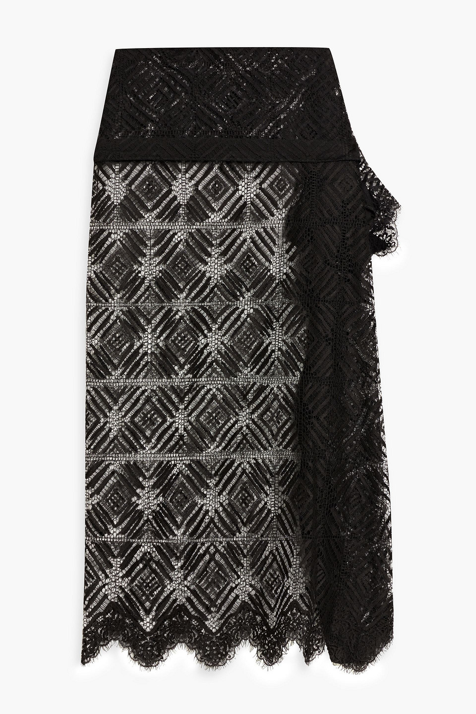 Michelle Mason Draped Cotton And Silk-blend Midi Skirt In Black