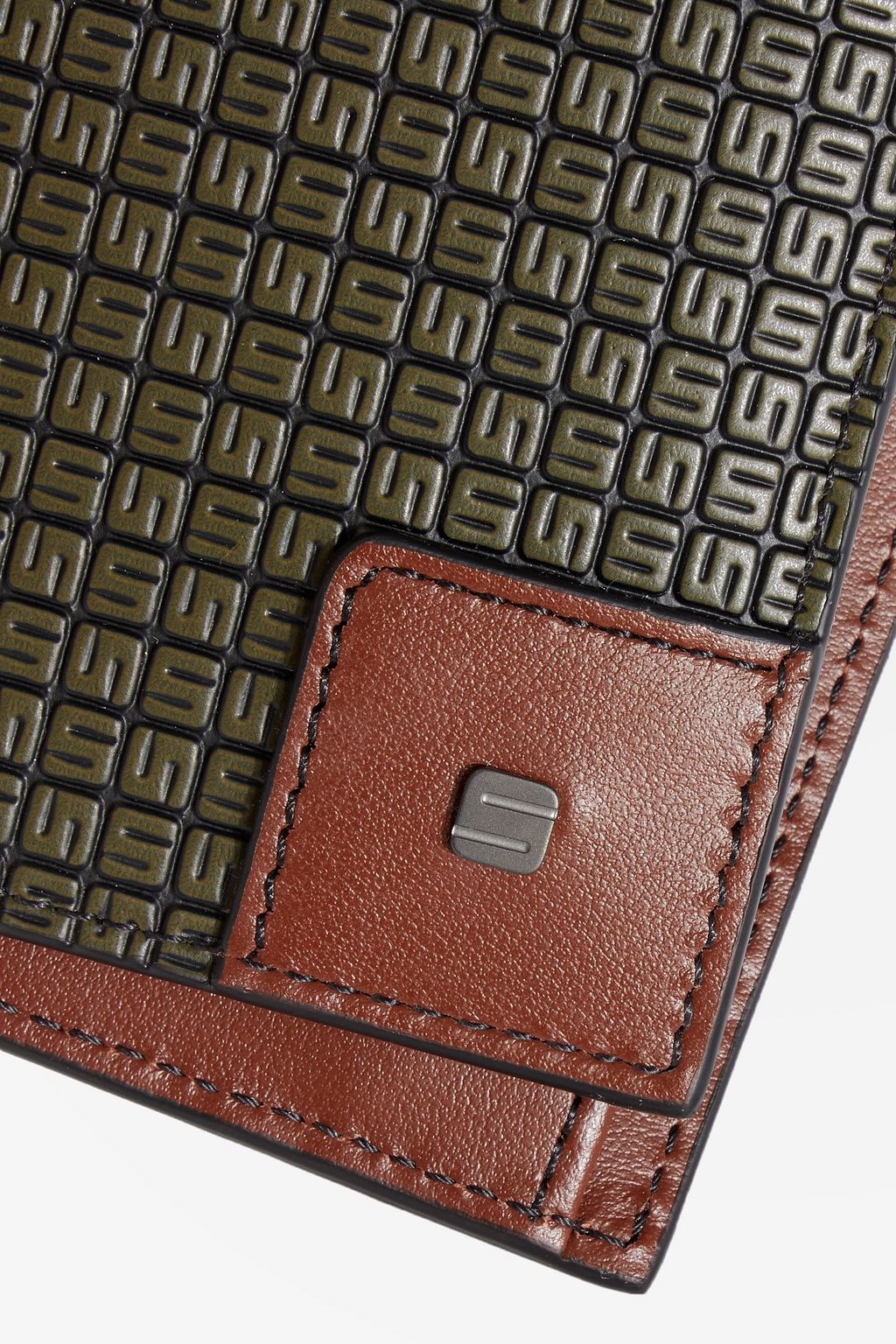 SERAPIAN Leather-trimmed embossed coated-canvas wallet