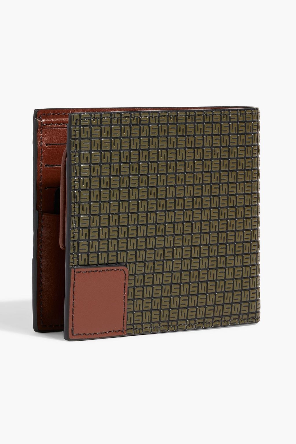 SERAPIAN Leather-trimmed embossed coated-canvas wallet