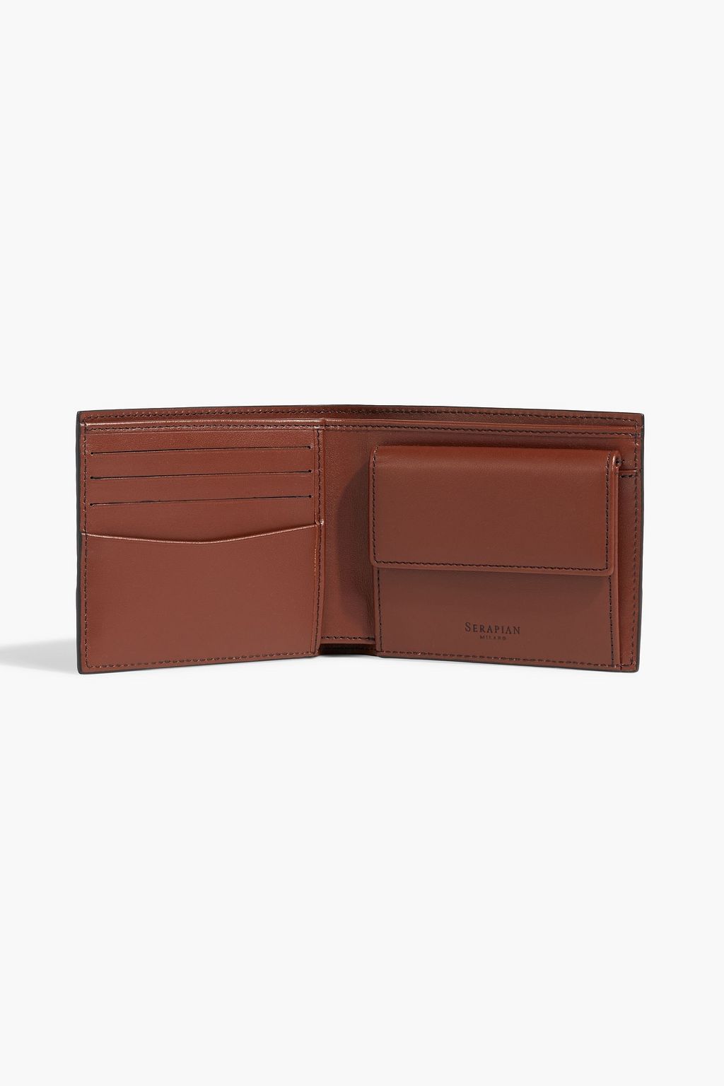 SERAPIAN Leather-trimmed embossed coated-canvas wallet