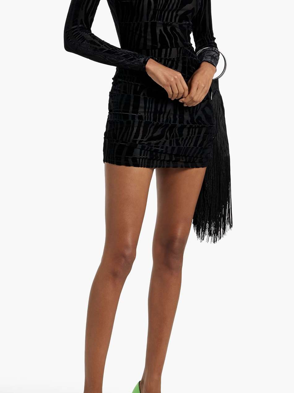 pierce zebra-print devoré-velvet turtleneck mini dress