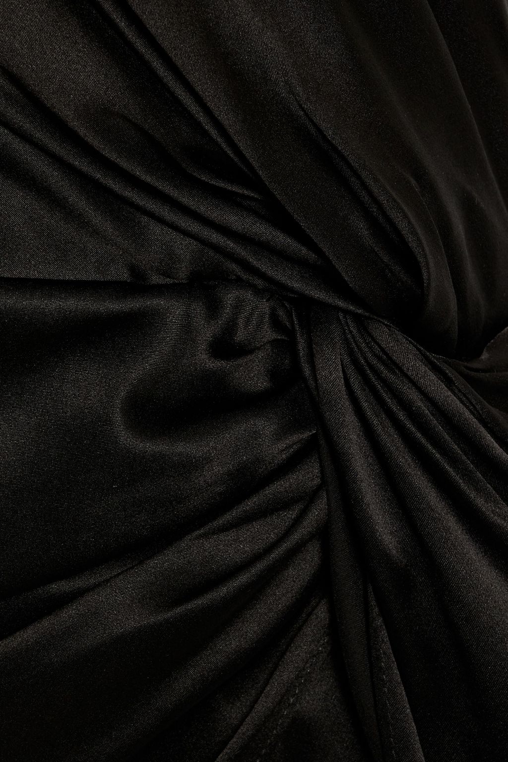 MICHELLE MASON One-shoulder twist-front silk-satin mini dress