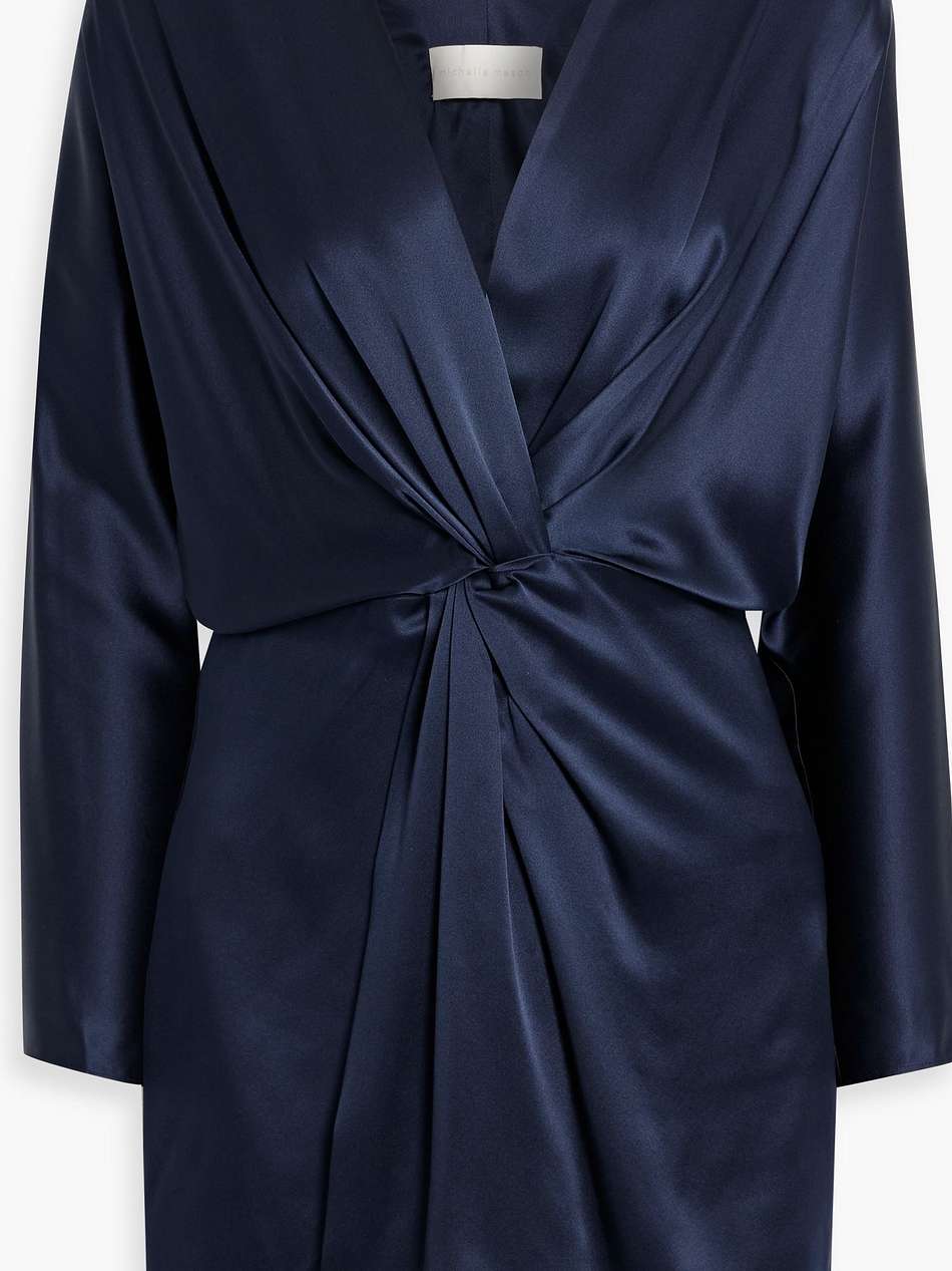 wrap-effect cutout silk-satin mini dress