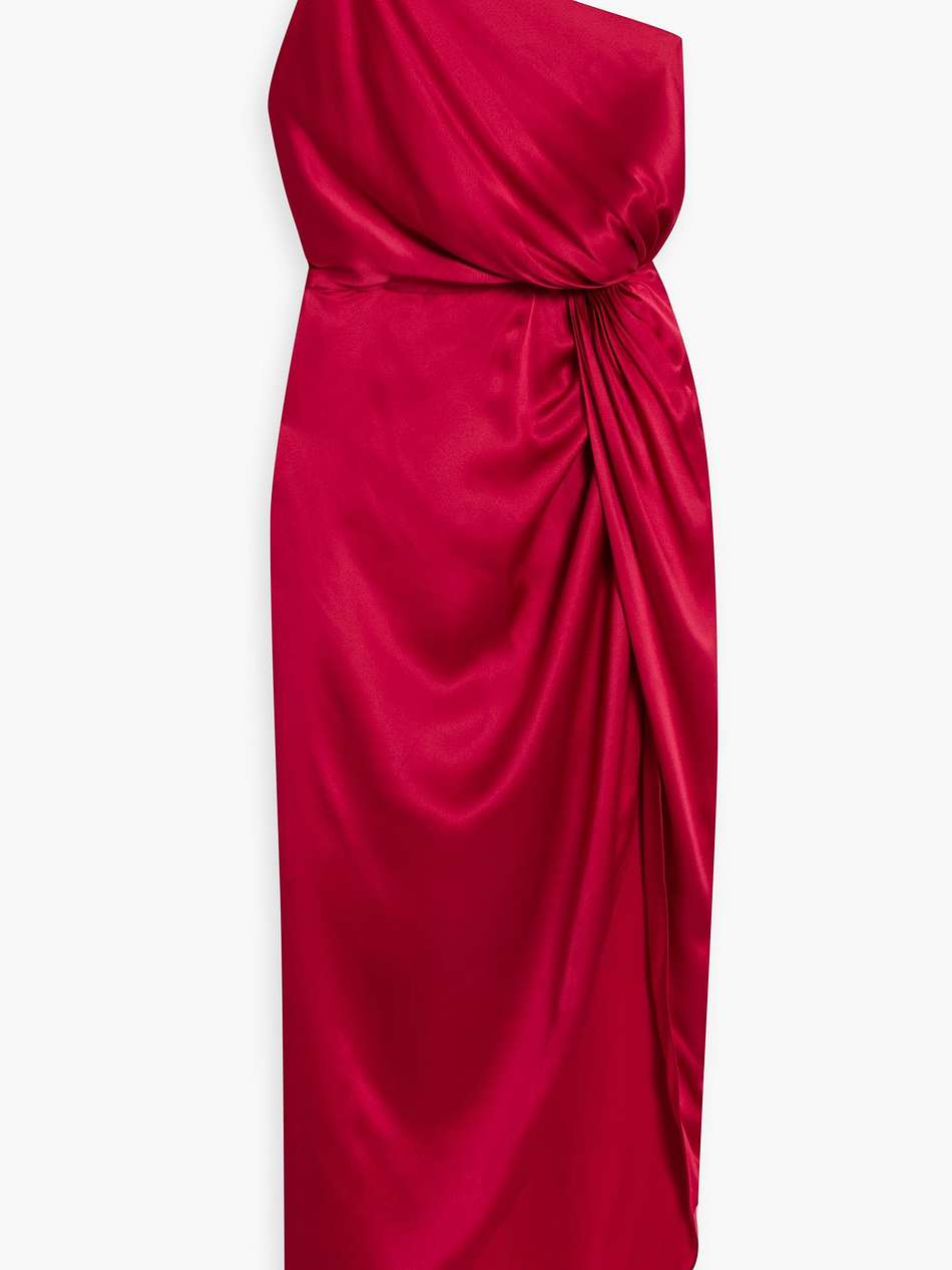 one-shoulder twisted silk-satin gown