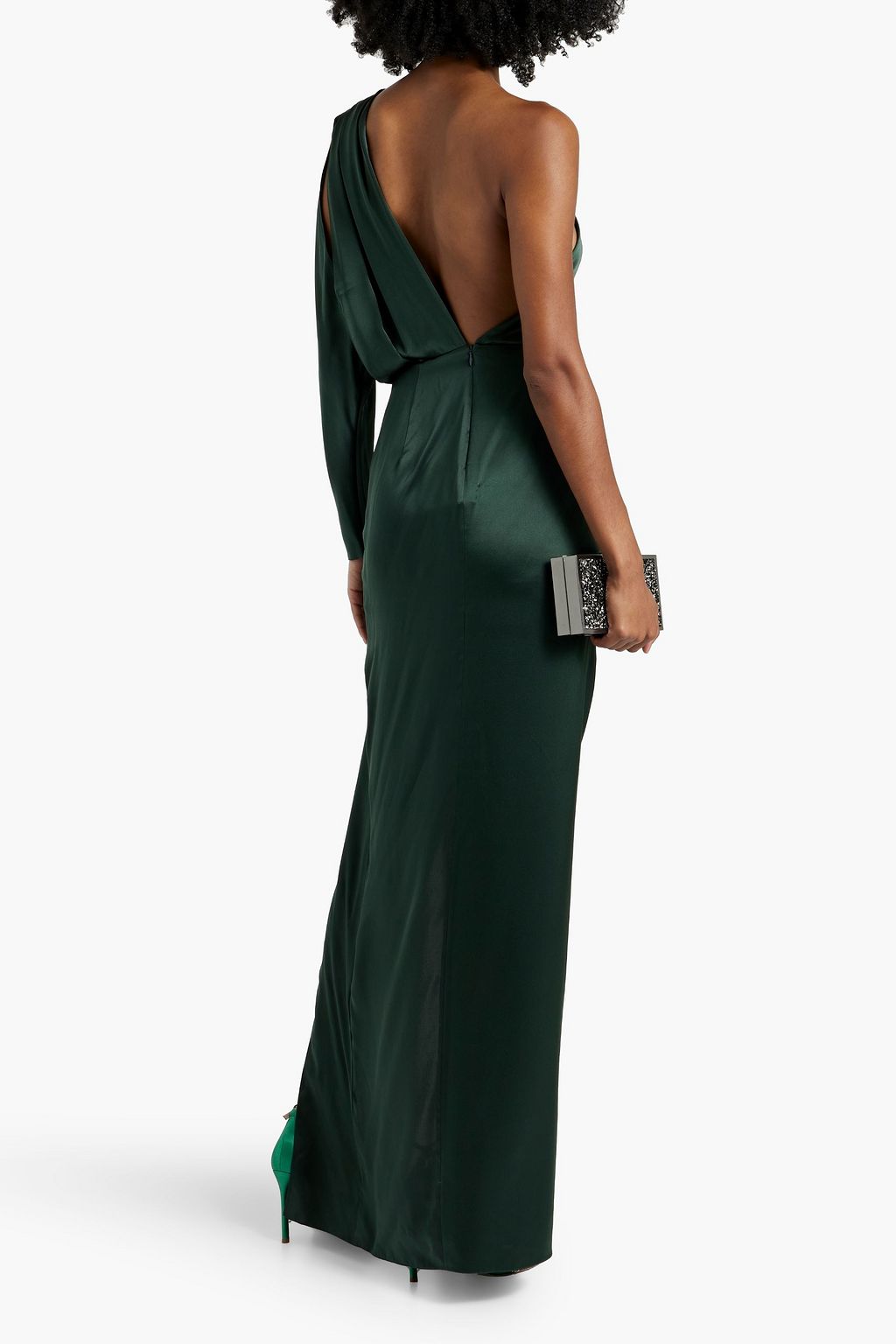 MICHELLE MASON One-shoulder draped silk-satin maxi dress