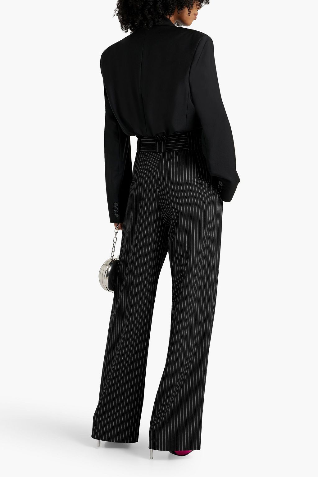 MICHELLE MASON Belted silk-charmeuse tapered pants