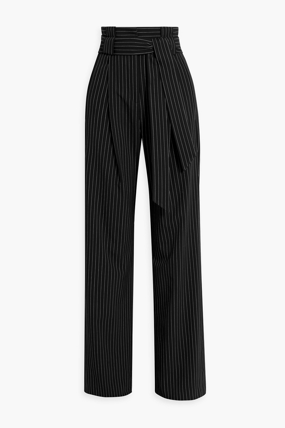 Michelle Mason Pinstriped Woven Wide-leg Pants In Black