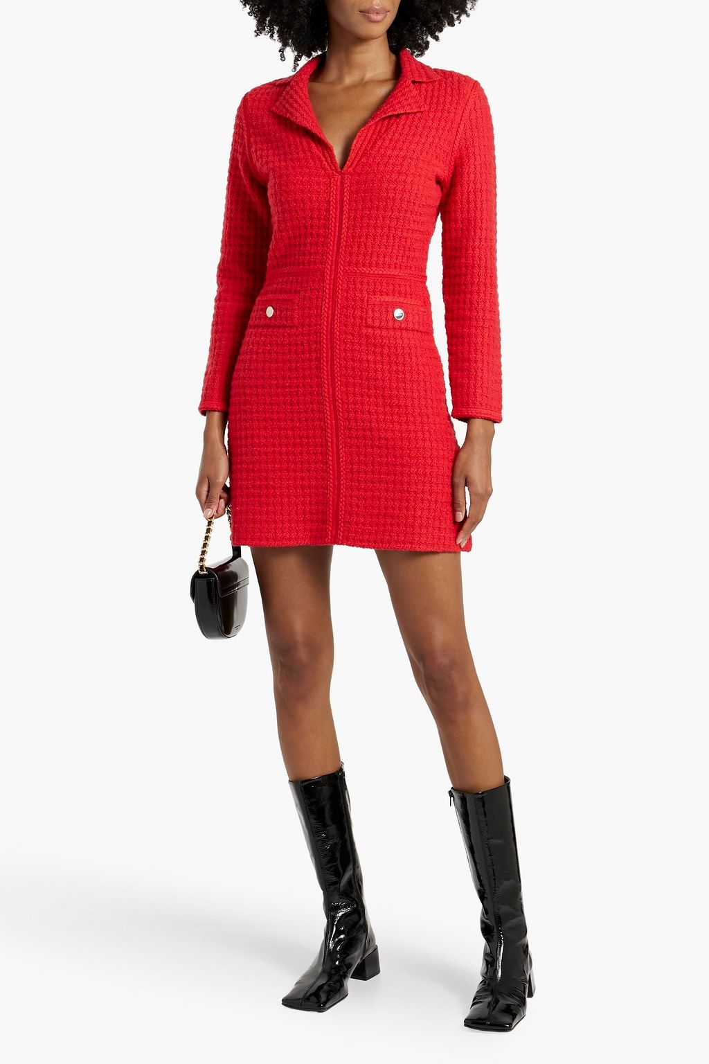 SANDRO Bouclé-knit mini dress