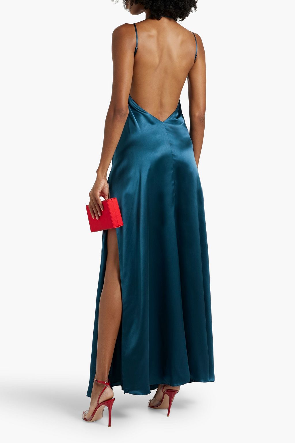 MICHELLE MASON Strap-detailed silk-satin maxi dress