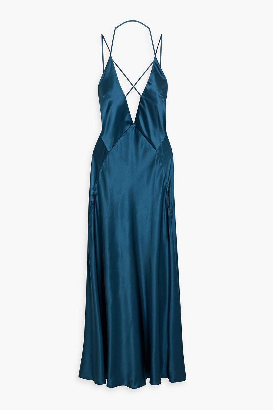Strap-detailed silk-satin maxi dress