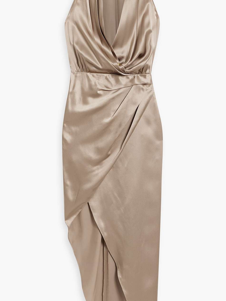 wrap-effect silk-satin dress