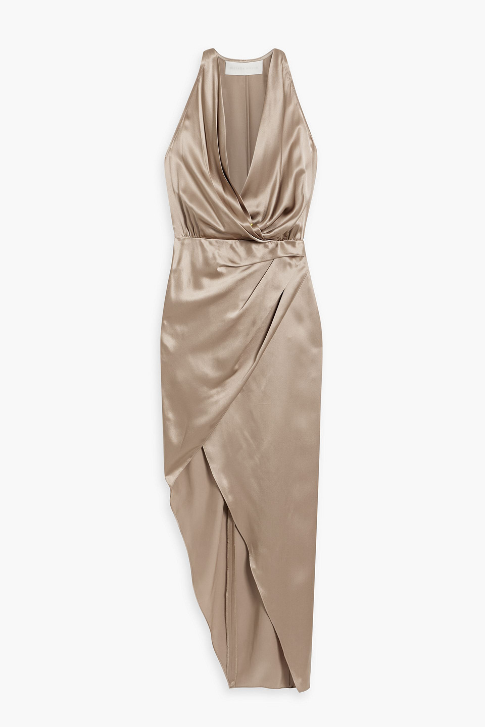 Wrap-effect silk-satin dress